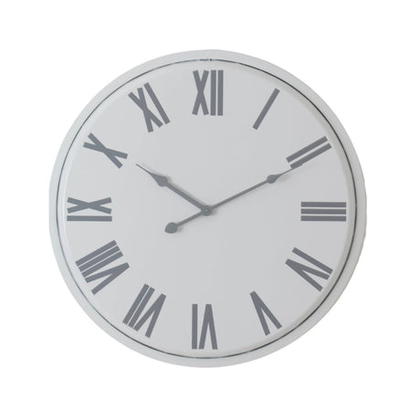 Large 49cm Metal Flemings White & Grey Wall Clock - Best Wall Clocks UK Luxury Home Decor Garden & Outdoor And Gifts