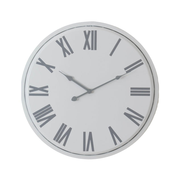 Large 49cm Metal Flemings White & Grey Wall Clock - Best Wall Clocks UK Luxury Home Decor Garden & Outdoor And Gifts