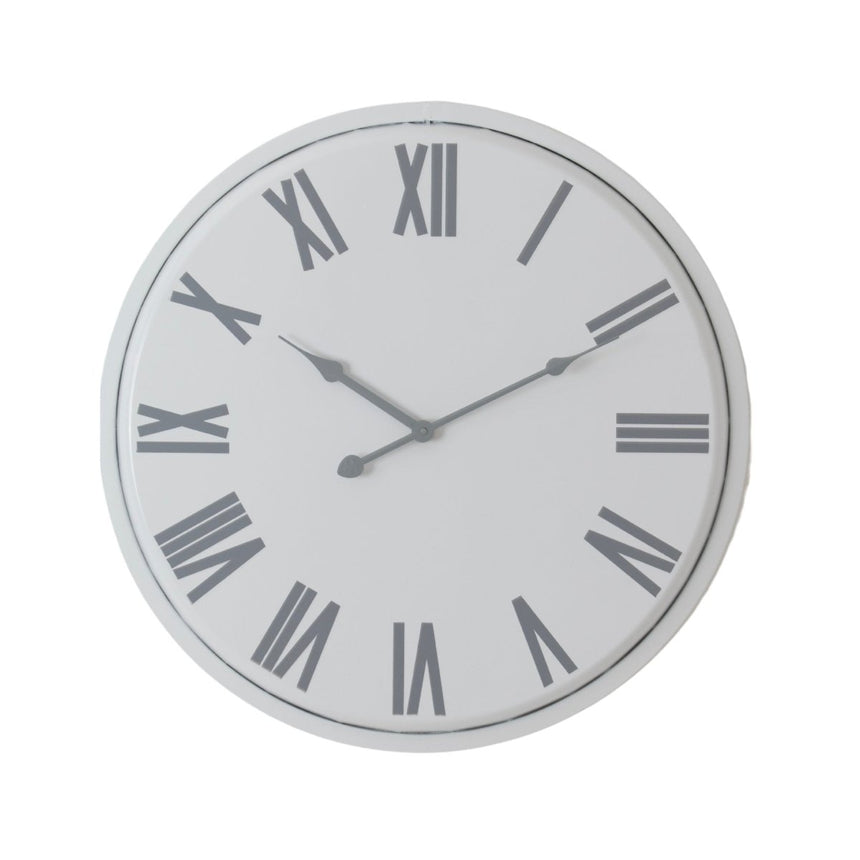 Large 49cm Metal Flemings White & Grey Wall Clock - Best Wall Clocks UK Luxury Home Decor Garden & Outdoor And Gifts