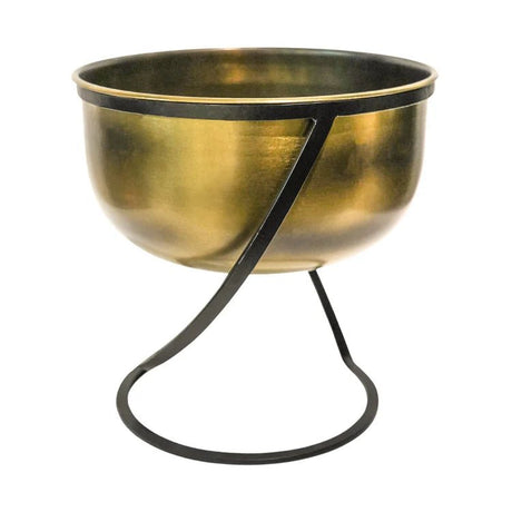 Large Brass Finish Indoor Planter - Black Frame Stand Luxury Home Decor Garden & Outdoor And Gifts
