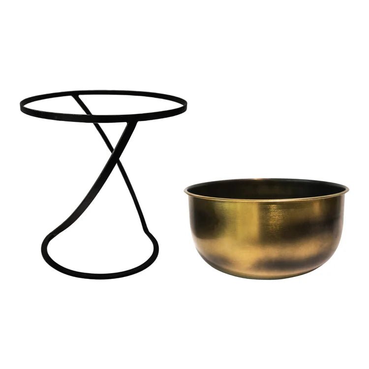 Large Brass Finish Indoor Planter - Black Frame Stand Luxury Home Decor Garden & Outdoor And Gifts