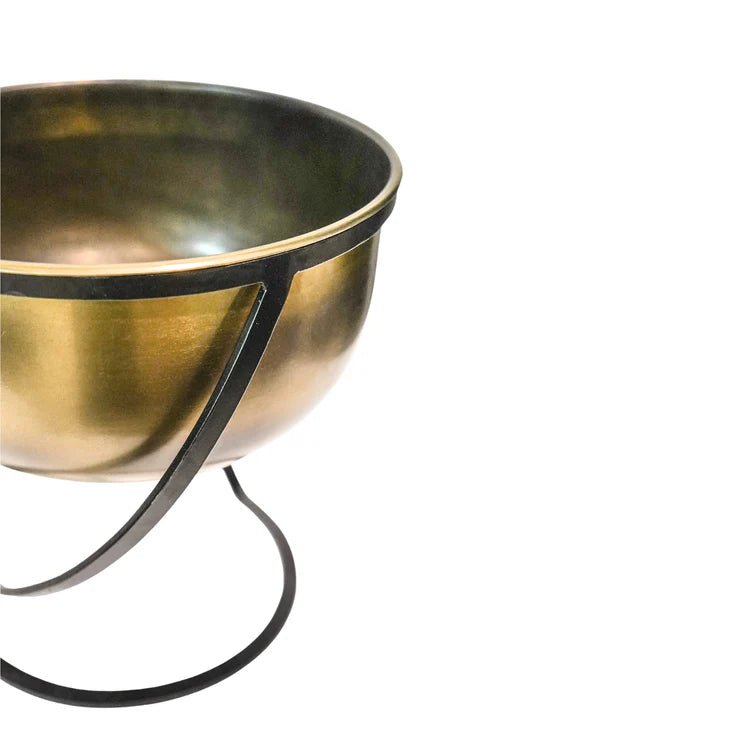 Large Brass Finish Indoor Planter - Black Frame Stand Luxury Home Decor Garden & Outdoor And Gifts