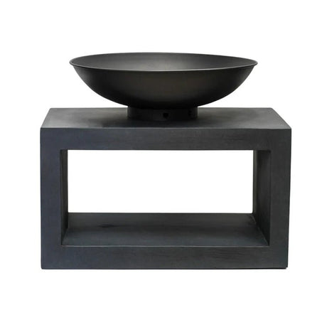 Large Garden Fire Pit/Bowl & Rectangle Console Granite Grey & Black Steel - Frost Resistant Quality Home Decor Garden & Outdoor Living and Gifts