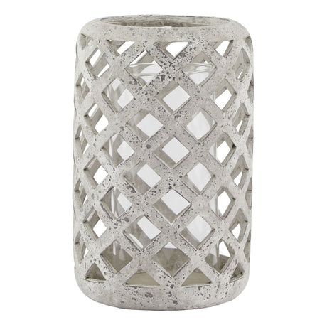 Large Grey Stone Effect Hurricane Lantern Luxury Home Decor Garden & Outdoor And Gifts