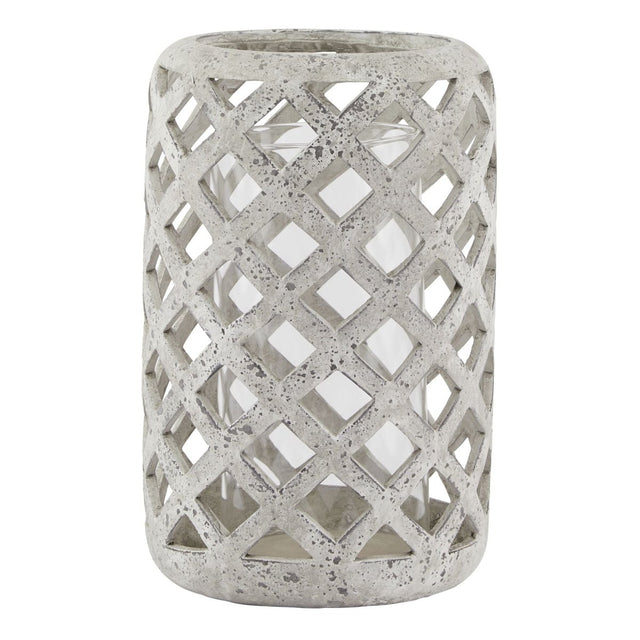 Large Grey Stone Effect Hurricane Lantern Luxury Home Decor Garden & Outdoor And Gifts