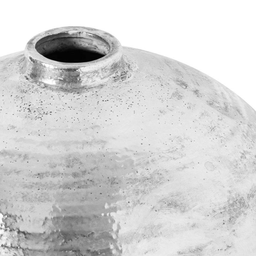 Large Hammered Silver Astral Vase - Decorative Ceramic Vases UK Luxury Home Decor Garden & Outdoor And Gifts