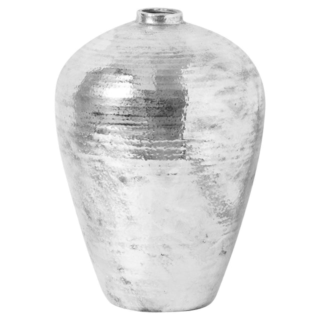 Large Hammered Silver Astral Vase - Decorative Ceramic Vases UK Luxury Home Decor Garden & Outdoor And Gifts