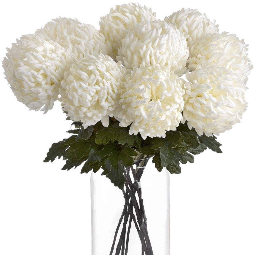 Large White Chrysanthemum - Best Artificial Flower Single Stem Luxury Home Decor Garden & Outdoor And Gifts