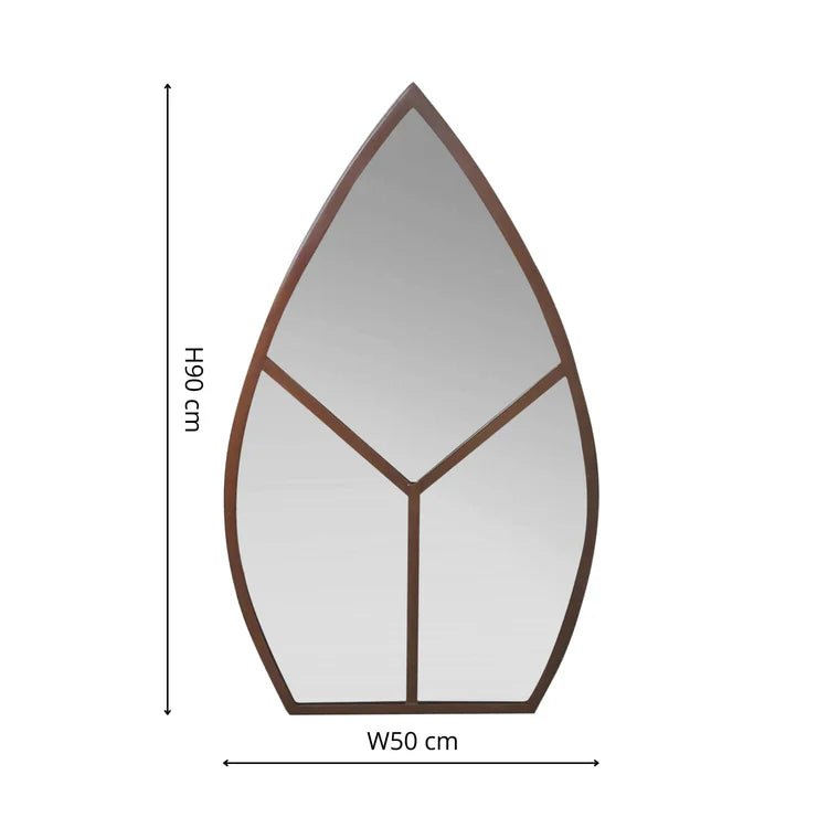 Leaf Arch Large Outdoor Garden Mirror Antique Rust Finish - UV Stable Quality Home Decor Garden & Outdoor Living and Gifts
