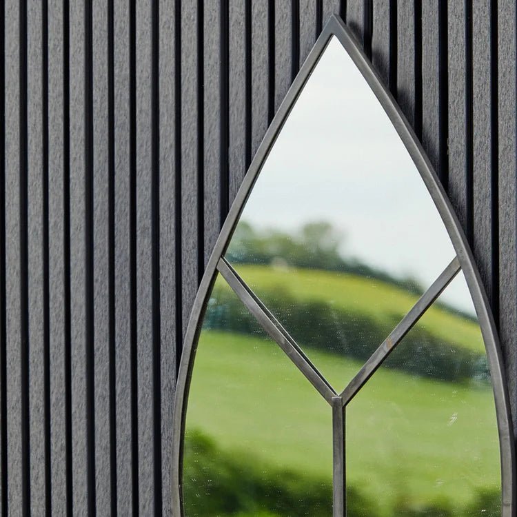 Leaf Arch Large Outdoor Garden Mirror Black - Metal, UV Stable, Contemporary Design Quality Home Decor Garden & Outdoor Living and Gifts