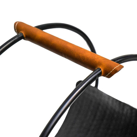 Leather Handle Round Log Holder H43cm W30.5cm Luxury Home Decor Garden & Outdoor And Gifts