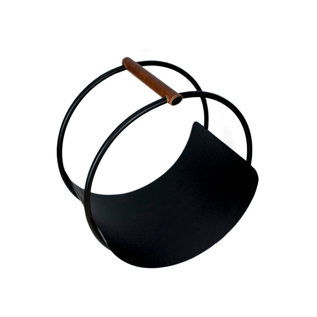 Leather Handle Round Log Holder H43cm W30.5cm Luxury Home Decor Garden & Outdoor And Gifts
