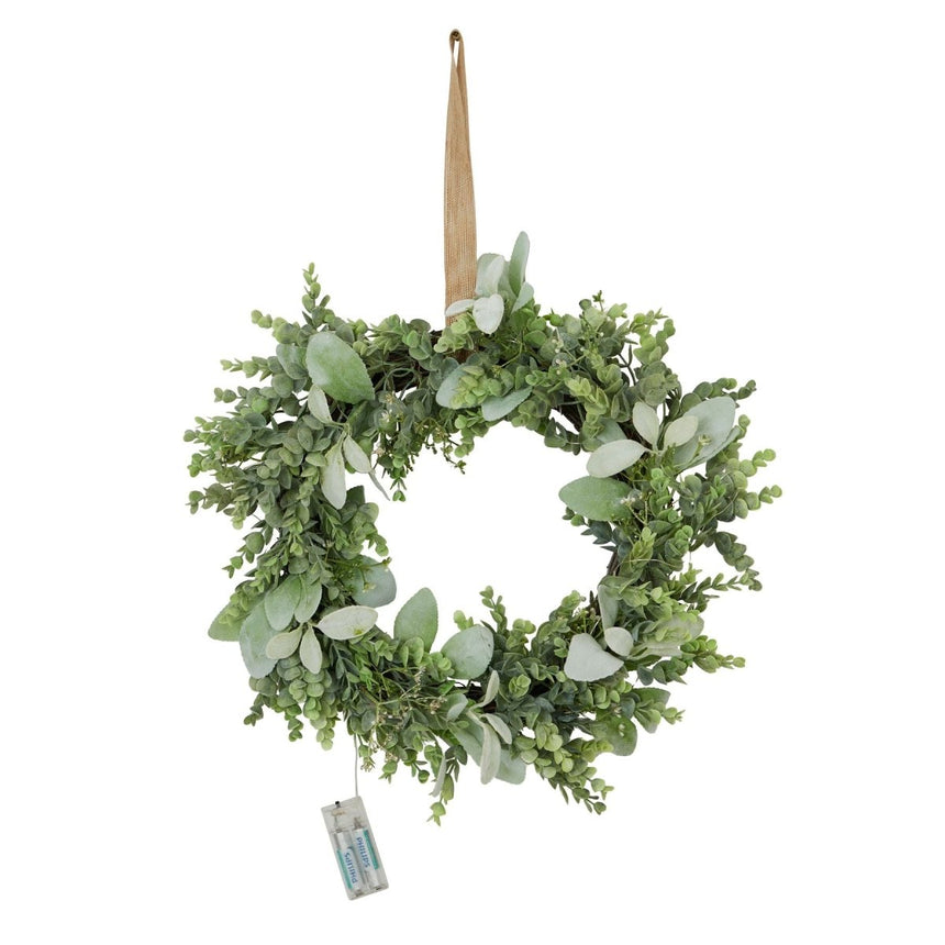 LED Winter Wreath With Eucalyptus And Lambs Ear Luxury Home Decor Garden & Outdoor And Gifts