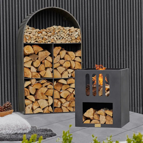 Libra Contemporary Fire Pit/Bowl Matt Black Steel - Frost Resistant UV Stable Quality Home Decor Garden & Outdoor Living and Gifts