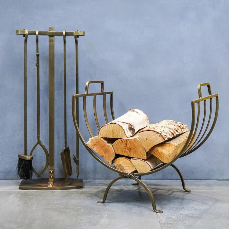 Linear Log Basket Brass H48.5Cm Luxury Home Decor Garden & Outdoor And Gifts