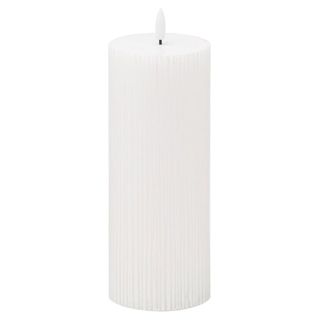 Luxe Collection Natural Glow 3x8 Textured Ribbed LED Candle - Fake Flameless Battery Candles Luxury Home Decor Garden & Outdoor And Gifts