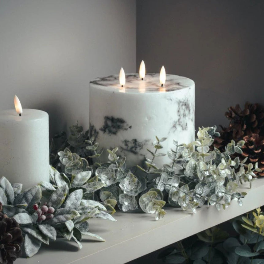 Luxe Collection Natural Glow 6x6 Marble Effect LED Candle - Fake Flameless Battery Candles Luxury Home Decor Garden & Outdoor And Gifts