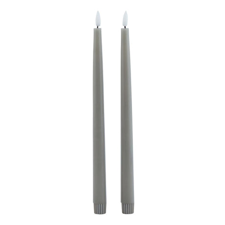 Luxe Collection S/2 Grey LED Wax Dinner Candles - Fake Flameless Battery Candles Luxury Home Decor Garden & Outdoor And Gifts