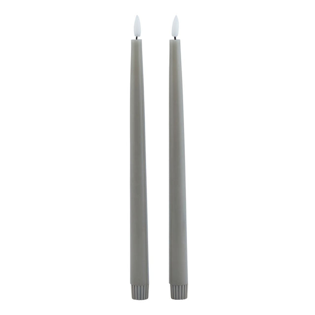 Luxe Collection S/2 Grey LED Wax Dinner Candles - Fake Flameless Battery Candles Luxury Home Decor Garden & Outdoor And Gifts