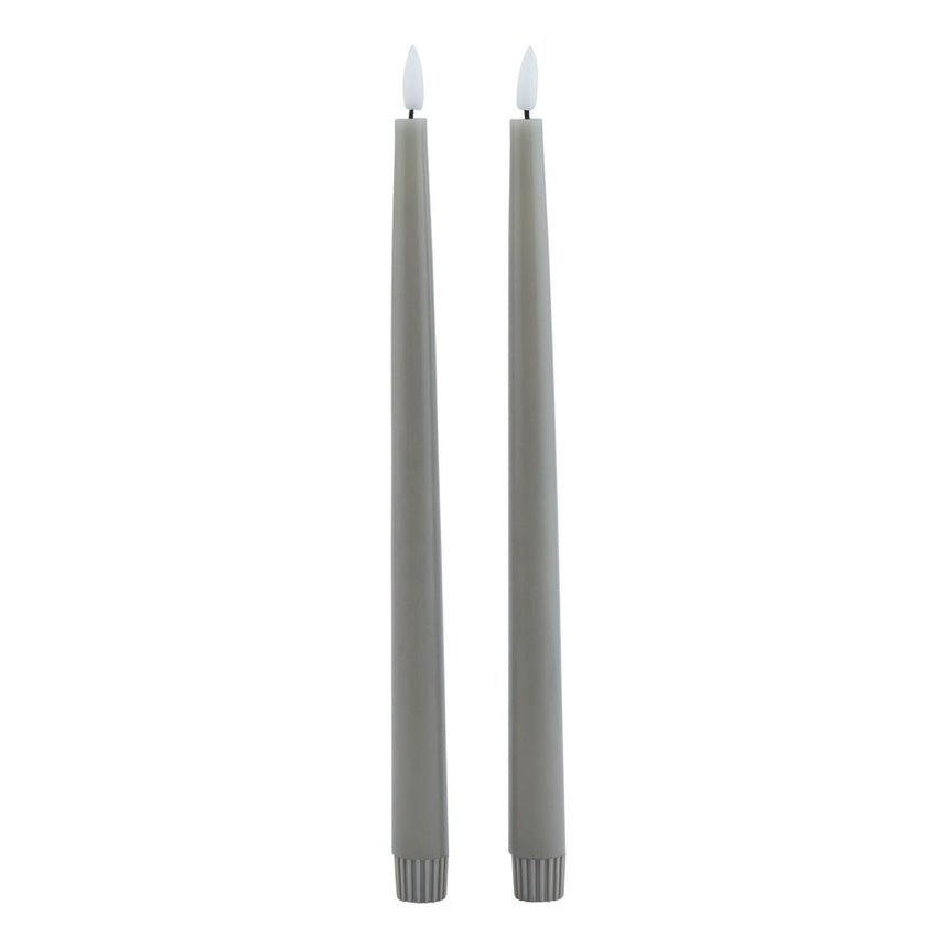 Luxe Collection S/2 Grey LED Wax Dinner Candles - Fake Flameless Battery Candles Luxury Home Decor Garden & Outdoor And Gifts