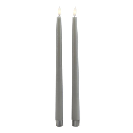 Luxe Collection S/2 Grey LED Wax Dinner Candles - Fake Flameless Battery Candles Luxury Home Decor Garden & Outdoor And Gifts