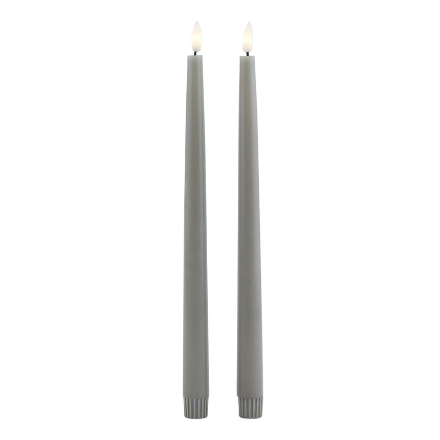 Luxe Collection S/2 Grey LED Wax Dinner Candles - Fake Flameless Battery Candles Luxury Home Decor Garden & Outdoor And Gifts