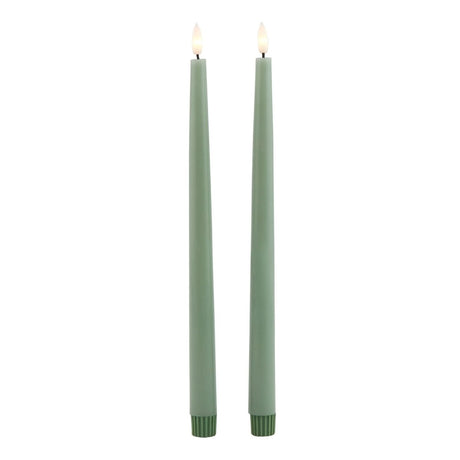 Luxe Collection S/2 Sage LED Wax Dinner Candles - Fake Flameless Battery Candles Luxury Home Decor Garden & Outdoor And Gifts