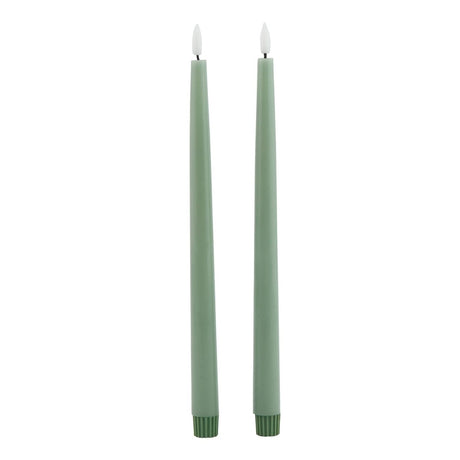 Luxe Collection S/2 Sage LED Wax Dinner Candles - Fake Flameless Battery Candles Luxury Home Decor Garden & Outdoor And Gifts