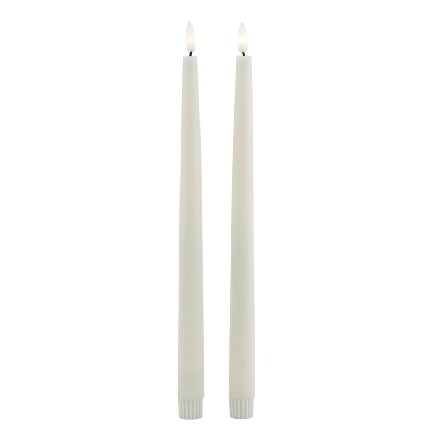 Luxe Collection S/2 Taupe LED Wax Dinner Candles - Fake Flameless Battery Candles Luxury Home Decor Garden & Outdoor And Gifts