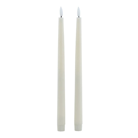 Luxe Collection S/2 Taupe LED Wax Dinner Candles - Fake Flameless Battery Candles Luxury Home Decor Garden & Outdoor And Gifts