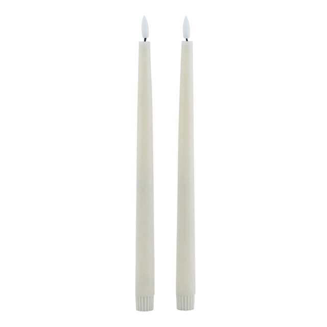 Luxe Collection S/2 Taupe LED Wax Dinner Candles - Fake Flameless Battery Candles Luxury Home Decor Garden & Outdoor And Gifts