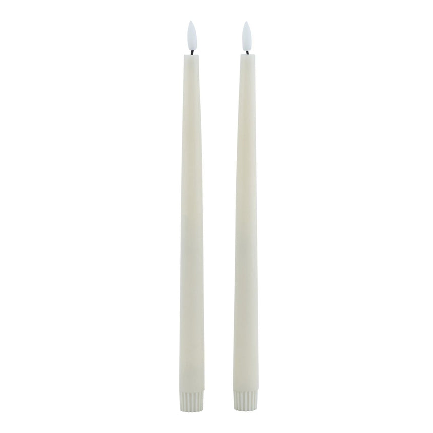 Luxe Collection S/2 Taupe LED Wax Dinner Candles - Fake Flameless Battery Candles Luxury Home Decor Garden & Outdoor And Gifts