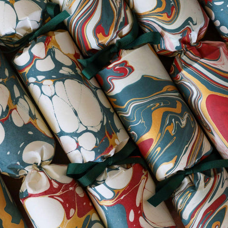 Luxury Marbled Christmas Crackers – Blue & Silver 13in Set of 6 | Decor Sanctuary Quality Home Decor Garden & Outdoor Living and Gifts