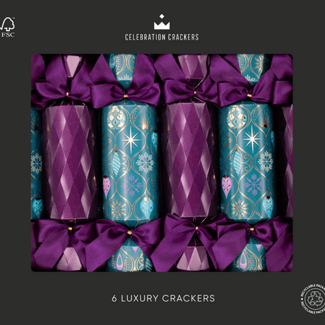 Luxury Purple Eco Christmas Crackers – FSC Mix 13in Set of 6 | Decor Sanctuary Quality Home Decor Garden & Outdoor Living and Gifts