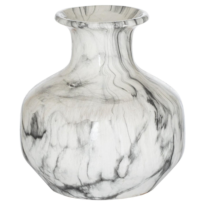 Marble Finish Squat Ceramic Vase - Marble Ceramic Vases UK Luxury Home Decor Garden & Outdoor And Gifts