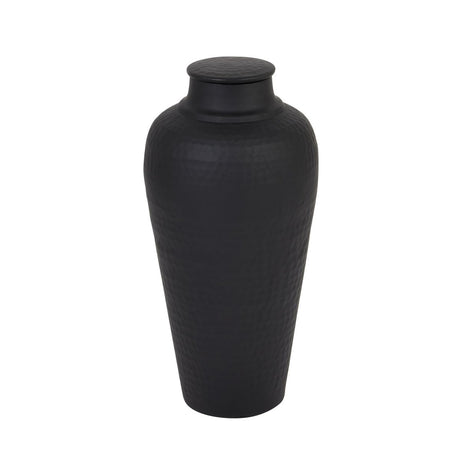 Matt Black Hammered Vase With Lid - Decorative Ceramic Vases UK Luxury Home Decor Garden & Outdoor And Gifts