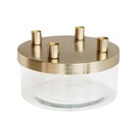 Metal Candle Holder with Glass Bowl Gold H9cm D20cm Luxury Home Decor Garden & Outdoor And Gifts