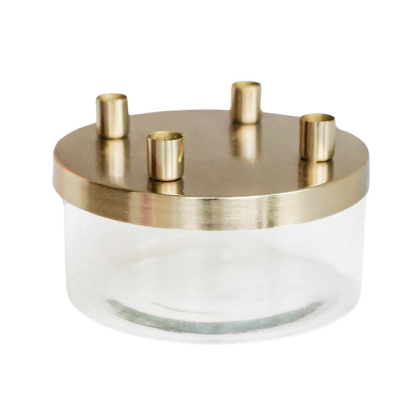Metal Candle Holder with Glass Bowl Gold H9cm D20cm Luxury Home Decor Garden & Outdoor And Gifts