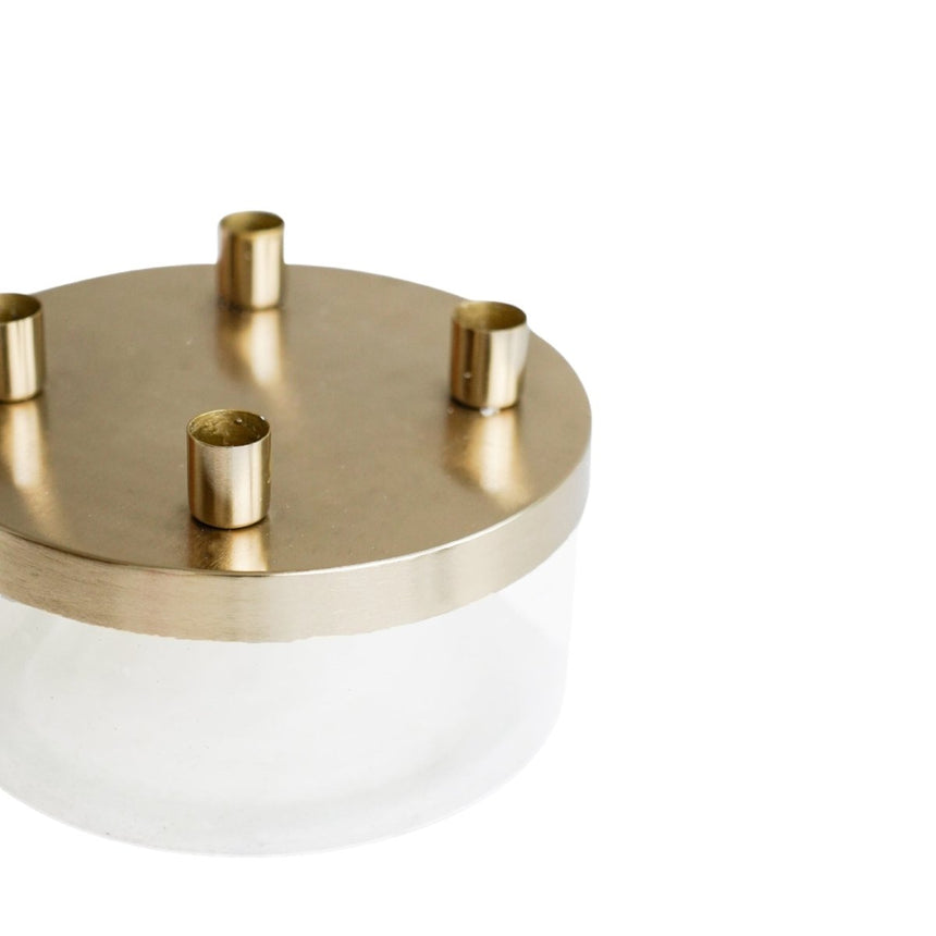 Metal Candle Holder with Glass Bowl Gold H9cm D20cm Luxury Home Decor Garden & Outdoor And Gifts