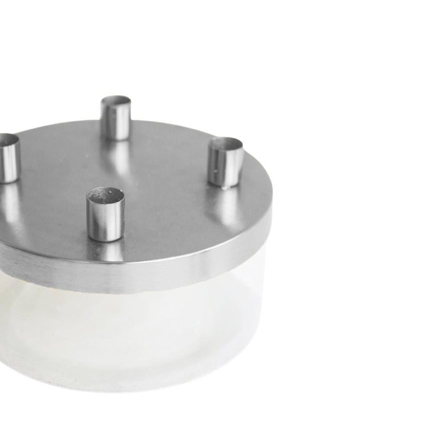 Metal Candle Holder with Glass Bowl Silver H9cm D20cm Luxury Home Decor Garden & Outdoor And Gifts