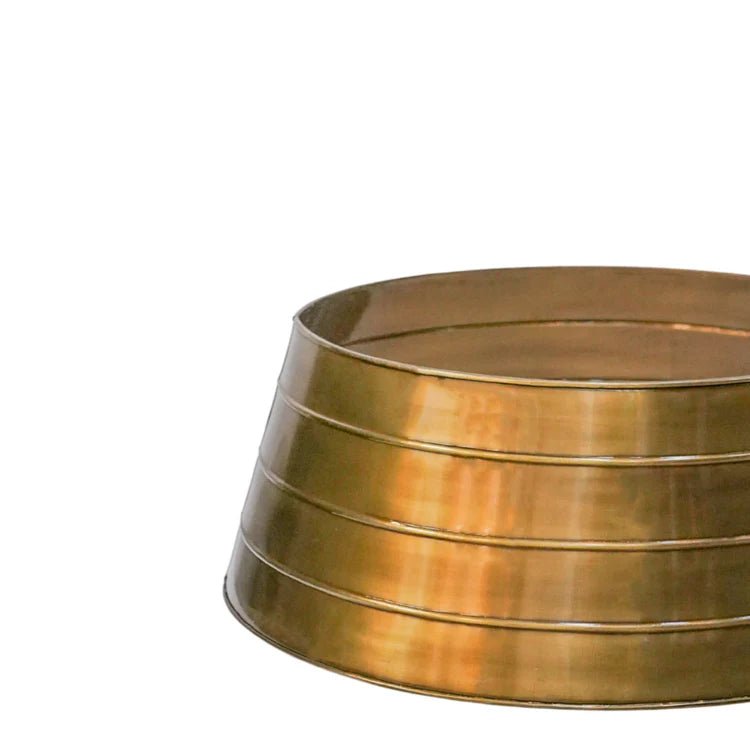 Metal Christmas Tree Skirt - Festive Gold Quality Home Decor Garden & Outdoor Living and Gifts