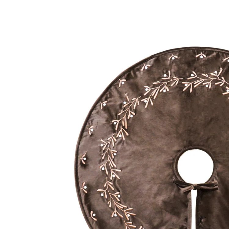 Mocha Velvet Mistletoe Christmas Tree Skirt Quality Home Decor Garden & Outdoor Living and Gifts