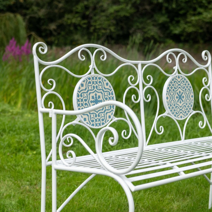 Mosaic Garden Bench - Blue & White Quality Home Decor Garden & Outdoor Living and Gifts