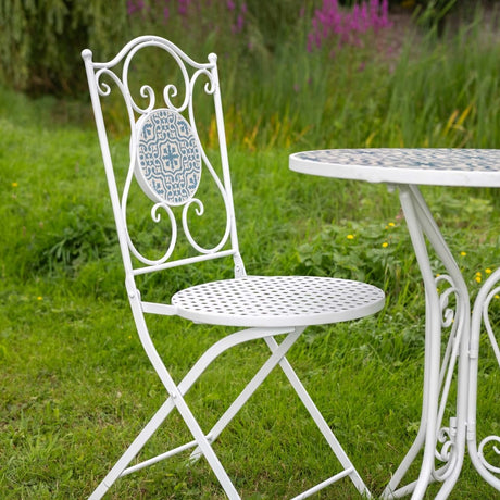 Mosaic Garden Furniture Bistro Set - 2 Seater Blue & White Quality Home Decor Garden & Outdoor Living and Gifts