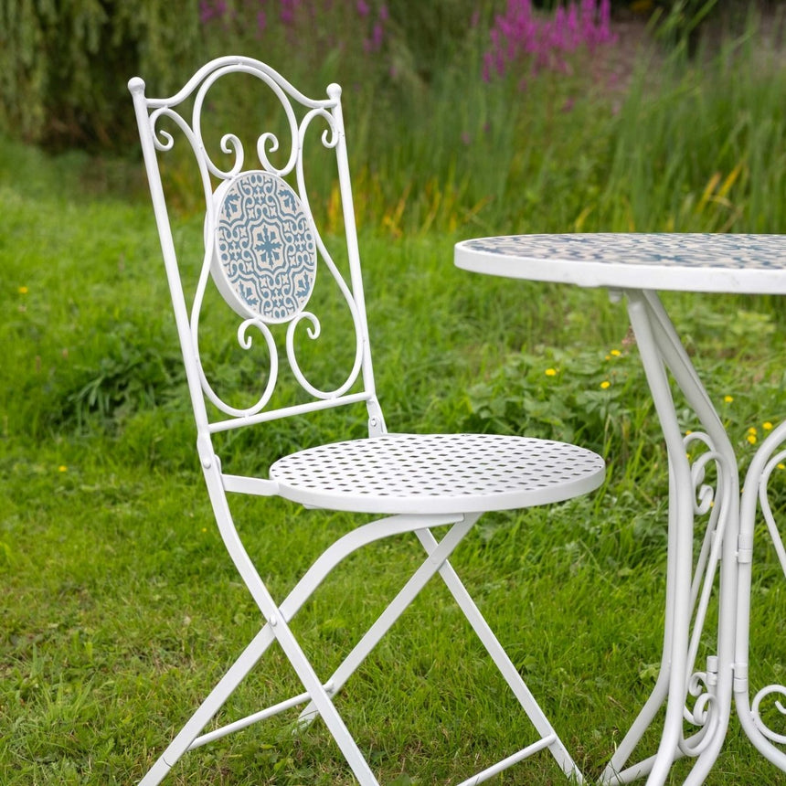 Mosaic Garden Furniture Bistro Set - 2 Seater Blue & White Quality Home Decor Garden & Outdoor Living and Gifts