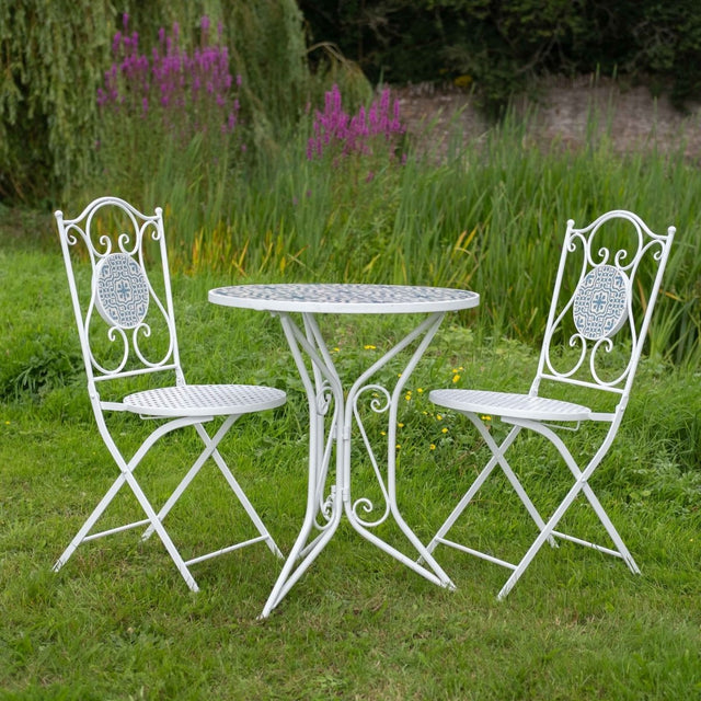 Mosaic Garden Furniture Bistro Set - 2 Seater Blue & White Quality Home Decor Garden & Outdoor Living and Gifts