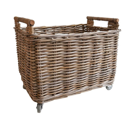 Natural Rattan Log Cart H49cm W58cm Luxury Home Decor Garden & Outdoor And Gifts