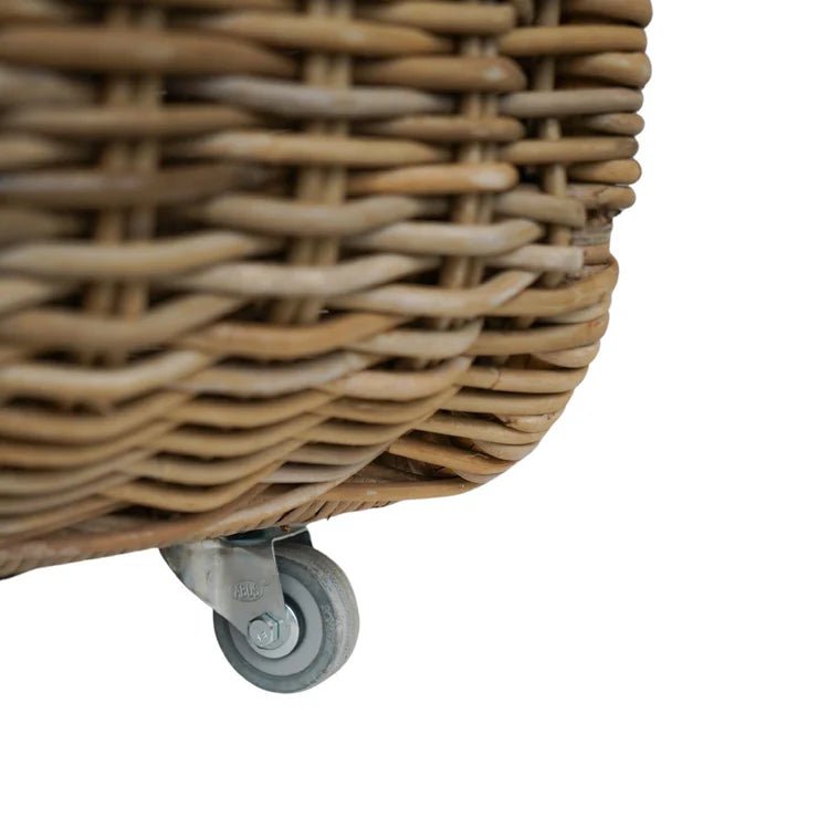 Natural Rattan Log Trolley with Kindling Shelf H100cm W52cm Luxury Home Decor Garden & Outdoor And Gifts