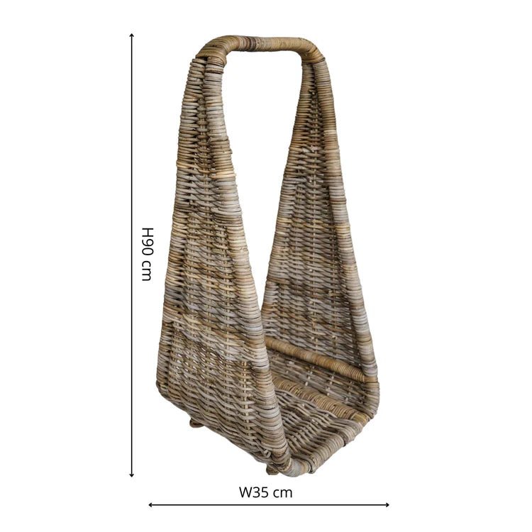 Natural Rattan Tall Log Storage H90cm W35cm Luxury Home Decor Garden & Outdoor And Gifts