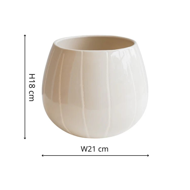 Neutral Cream Striped Planter - Uses Exclusive Wax Relief Luxury Home Decor Garden & Outdoor And Gifts